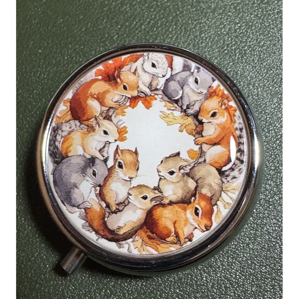 Cute Squirrel Themed‎ Compartment Purse Travel Pill Box New